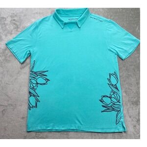 Municipal Shirt Men's Medium Sport Utility Floral Polo Tulip Print Short‎ Sleeve